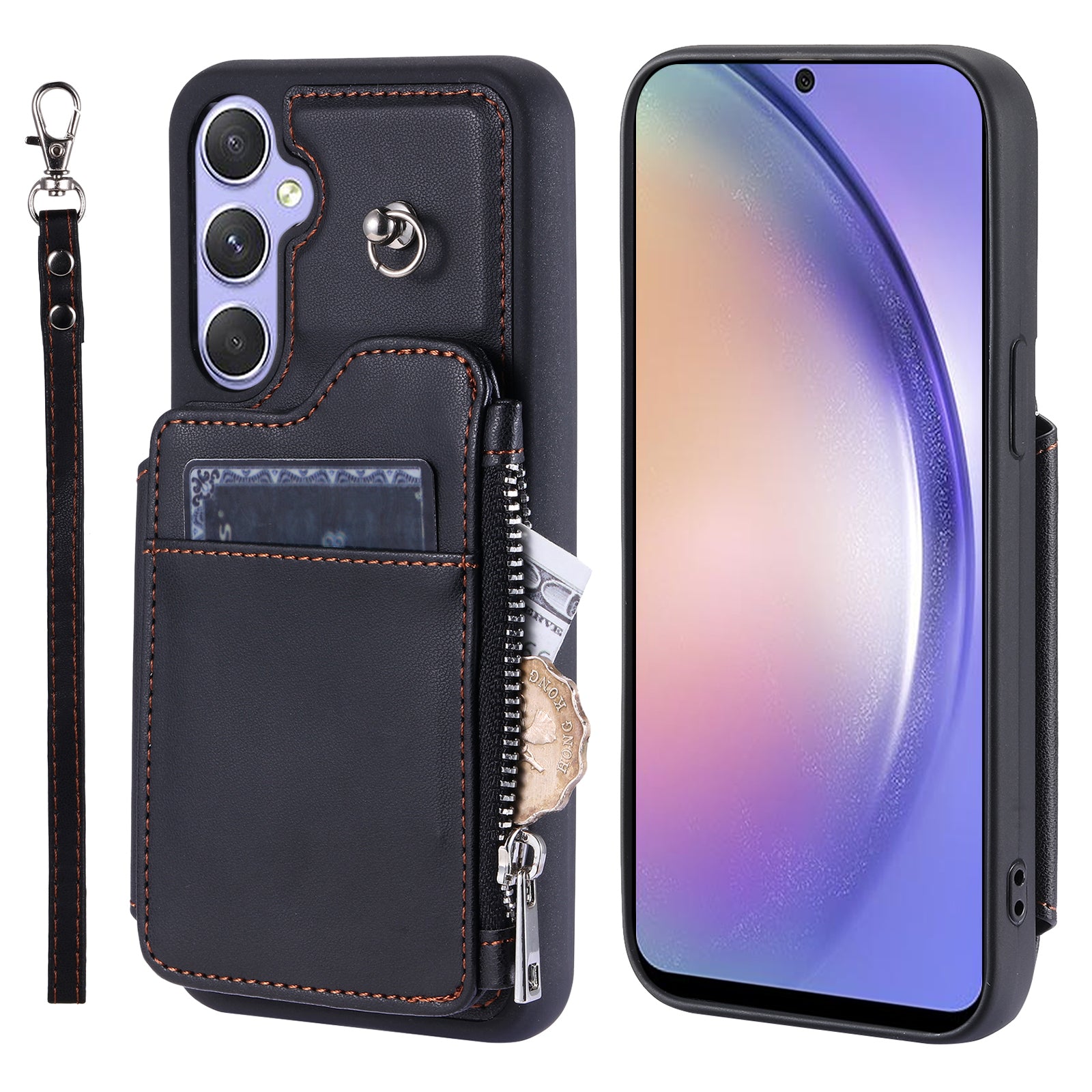 009 Phone Case for Samsung Galaxy A54 5G RFID Blocking PU TPU Bump Proof Cover Kickstand Zipper Wallet Shell with Strap 009 Phone Case for Samsung Galaxy A54 5G RFID Blocking PU TPU Bump Proof Cover Kickstand Zipper Wallet Shell with Strap